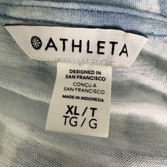 Athleta Breezy Tank Size XL Blue White Watercolor, Side Slits, Workout, Relaxing - Picture 9 of 13